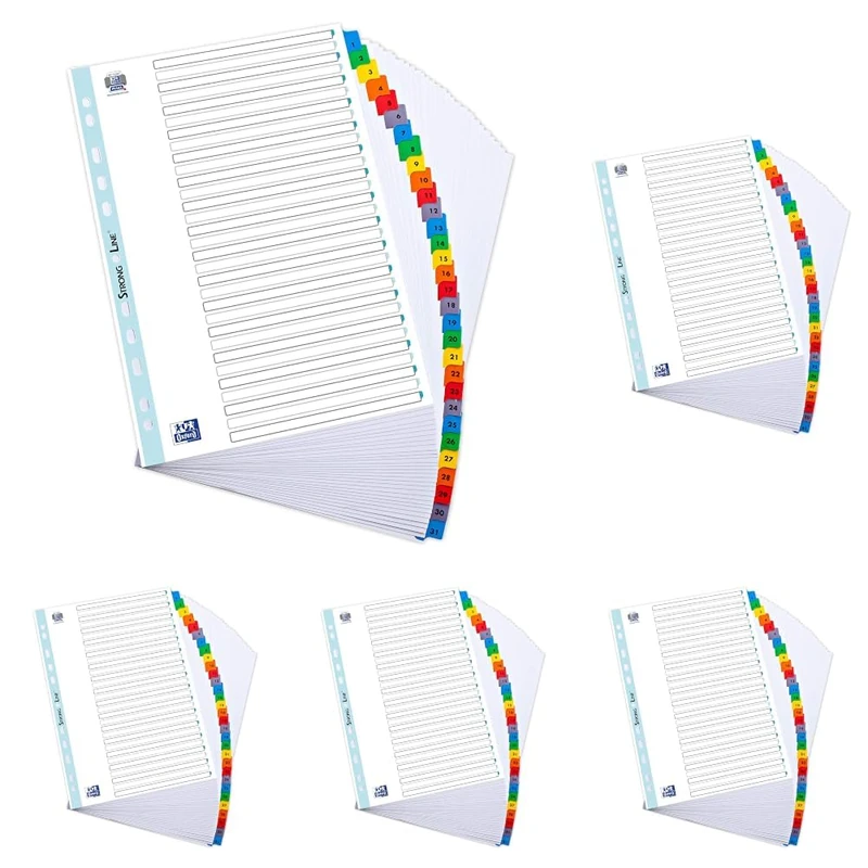 Elba 100204629 A4 Extra-Wide Mylar Index - Multi Coloured (Pack of 5)