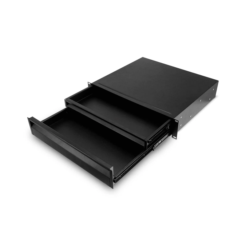 Adam Hall RACK DRAWER 02 DOUBLE ERGO - 2U Rack Drawer for 19-Inch Equipment Racks, black - Image 1