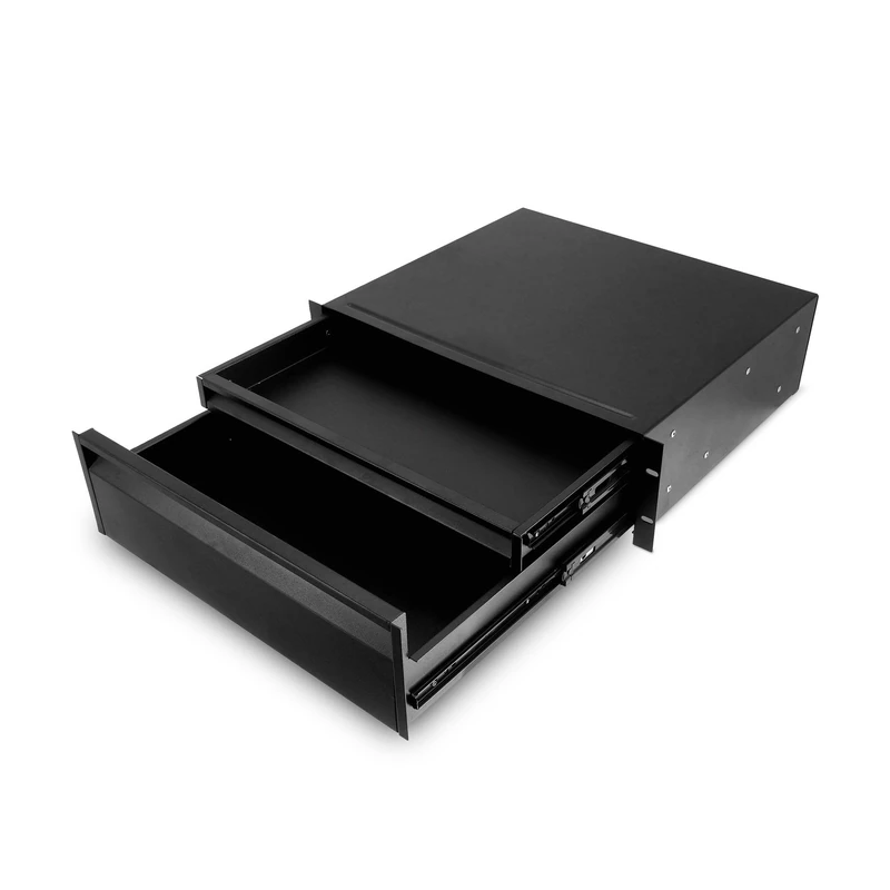 Adam Hall RACK DRAWER 03 DOUBLE ERGO - 3U Rack Drawer for 19-Inch Equipment Racks, black - Image 1