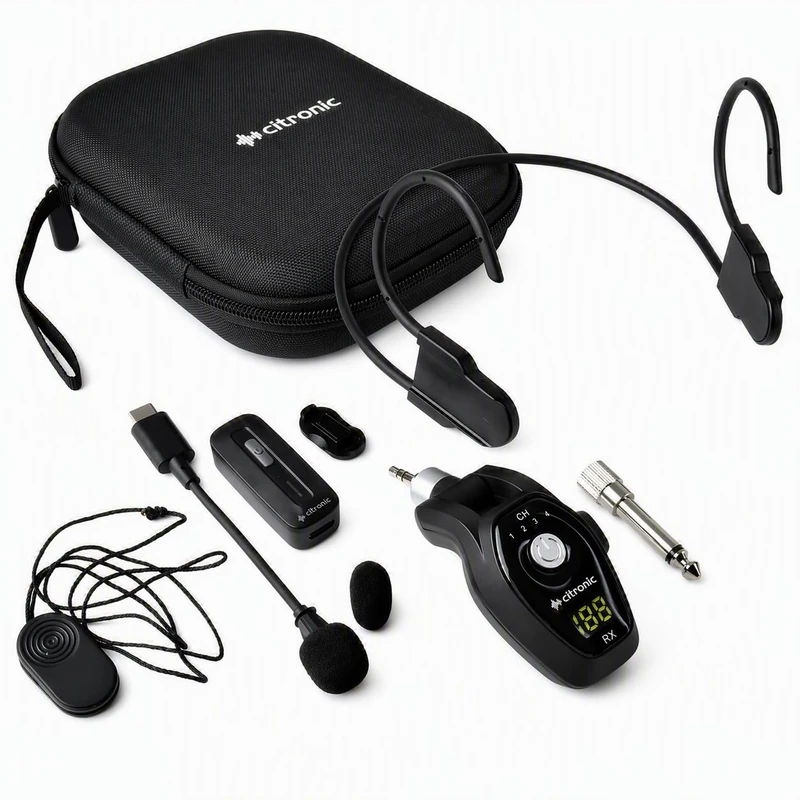 Citronic NL24 Wireless Lavalier & Neckband Microphone System USB-C 2.4GHz