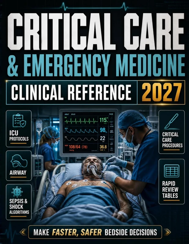 Critical Care & Emergency Medicine Clinical Reference: ICU Protocols, Airway, Sepsis & Shock Algorithms, Critical Care Procedures, and Rapid Review Tables for Bedside Decision-Making