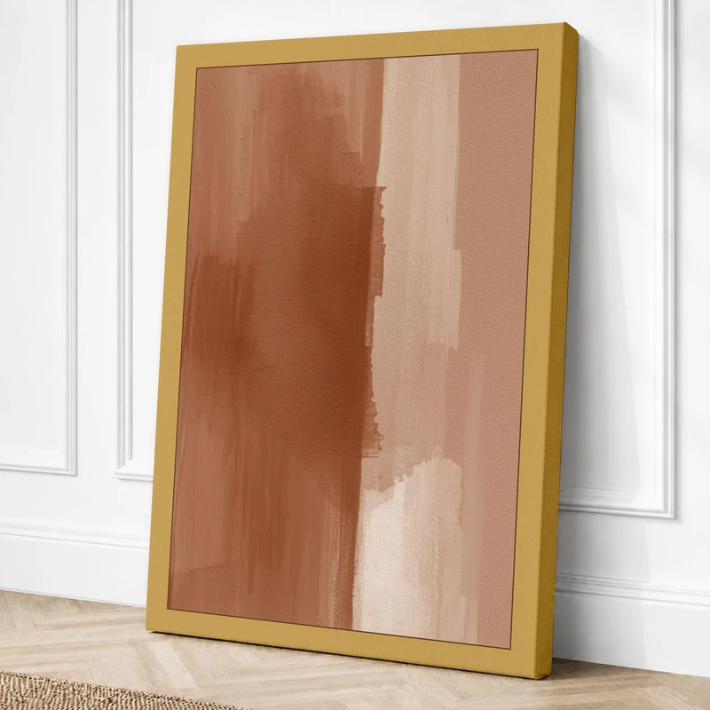 Warm Earth Stripes Minimalist Canvas Wall Art Print 36x24 Inch (91 x 61 cm)
