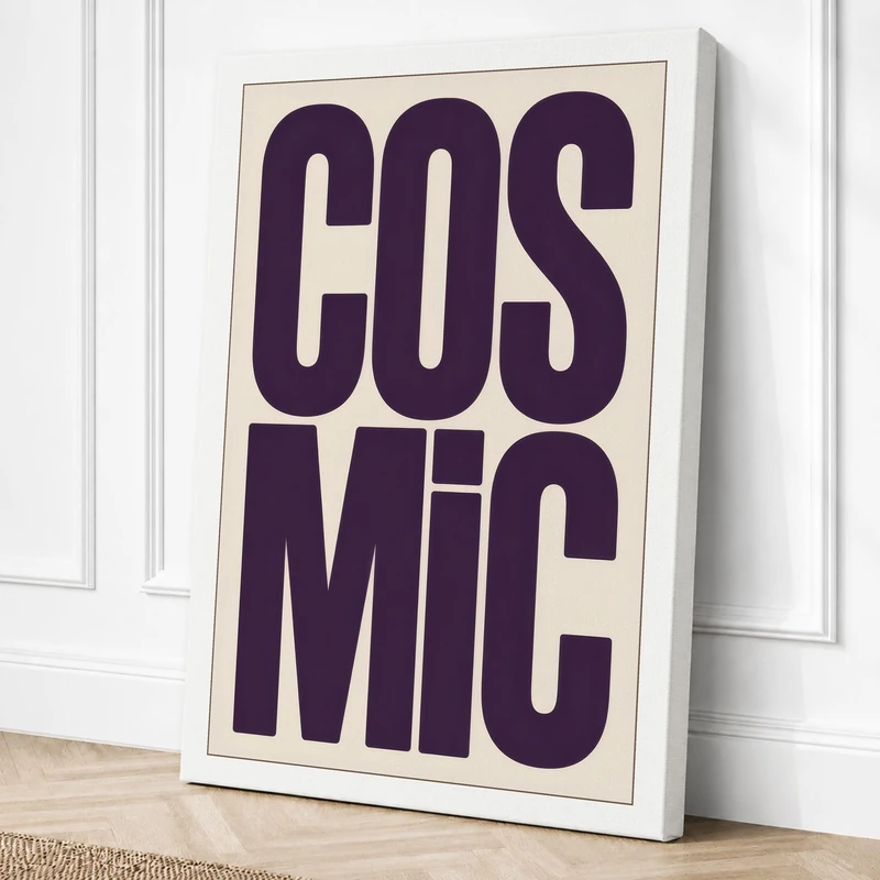 Cosmic Typography Canvas Wall Art Print 36x24 Inch