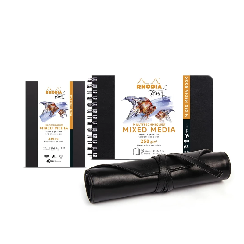 Rhodia Touch Set Mixed Media Notebook A5 + A6 Pad + Roll Case