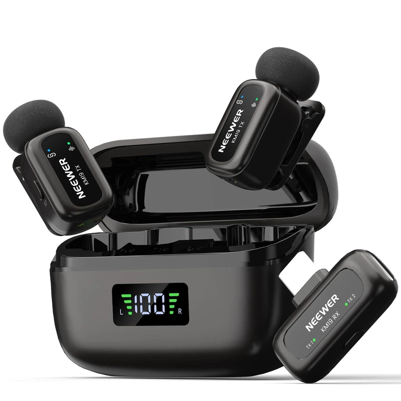 NEEWER KM19 Mini Lav Mic Compatible with iPhone 17 16 15, Black