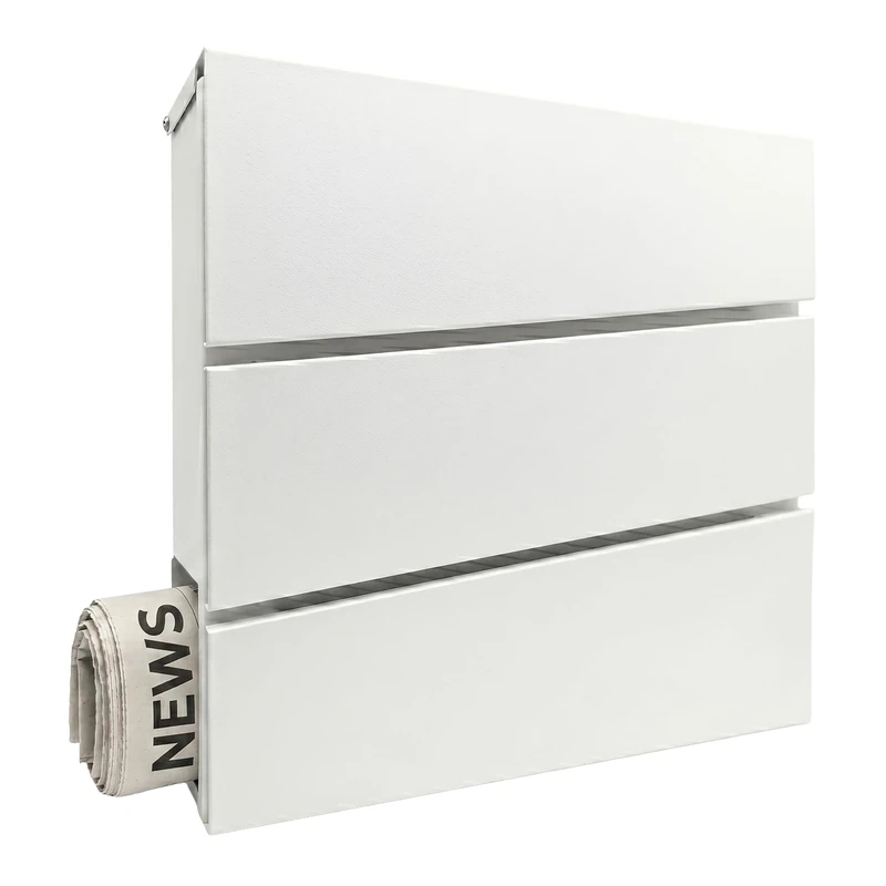 Relaxdays letterbox with newspaper compartment, HxWxD: 37.5x35.5x10.5 cm, DIN C4, weatherproof, 4 keys, letterbox, white