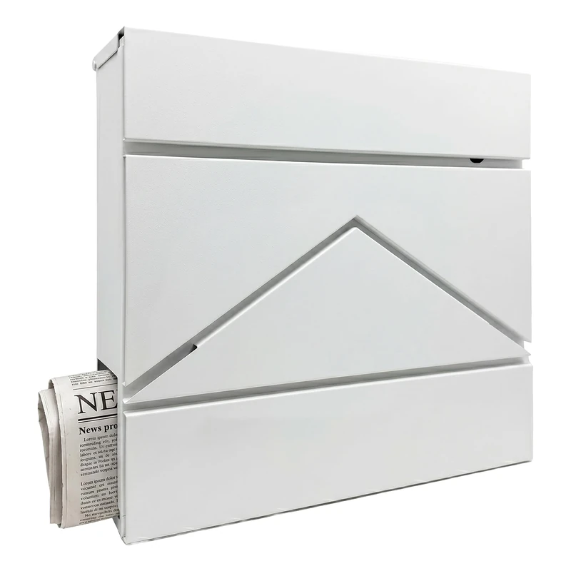Relaxdays letterbox with newspaper compartment, HWD: 37 x 37 x 11 cm, DIN C4, weatherproof, 4 keys, letterbox, white - Image 1