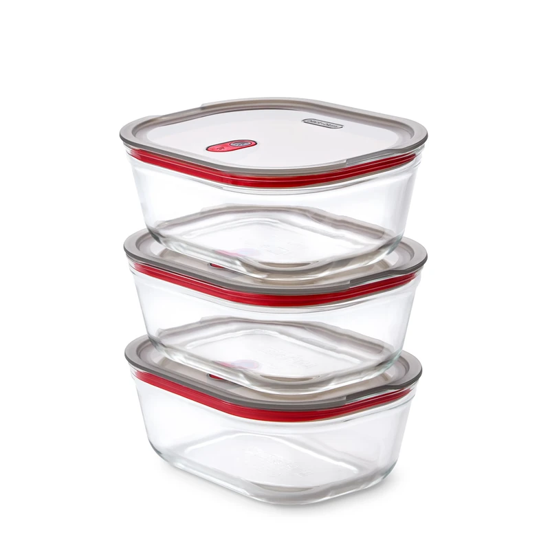 BLACK + BLUM Stack + Nest Glass Food Storage Container Set | 1.2L 3 Pack