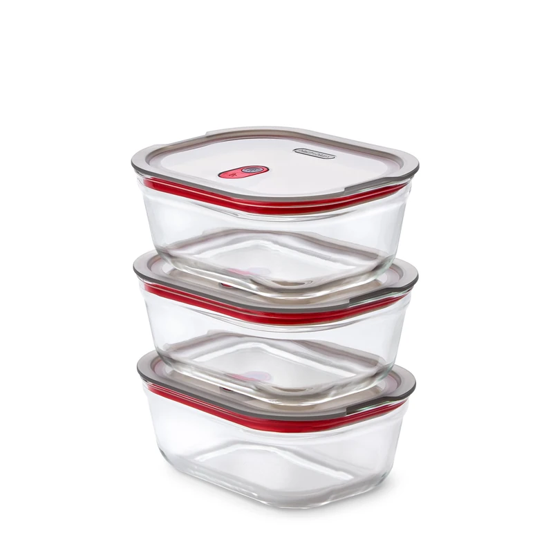 BLACK + BLUM Stack + Nest Glass Food Storage Container Set | 900ml 3 Pack