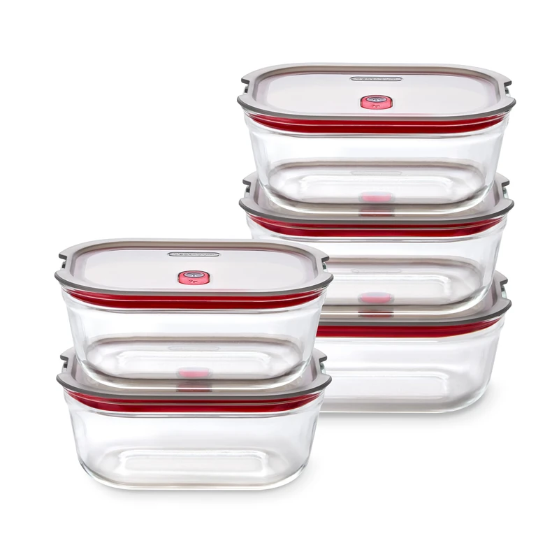 BLACK + BLUM Stack + Nest Glass Food Storage Container Set | 900ml 5 Pack