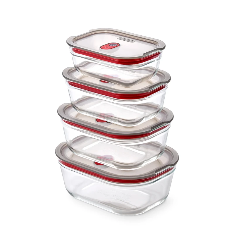 BLACK + BLUM Stack + Nest Glass Food Storage Container Set | Mix Set 4 Pack