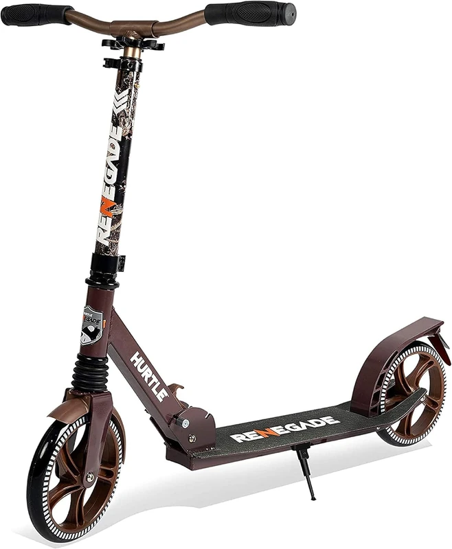 Hurtle Kick Scooter 2 Wheel Scooter for Kids Ages 8+ Teens and Adults – Folding Scooter with Adjustable T Bar Handlebar 8 Inch Big Wheels Alloy Non Slip Deck Carry