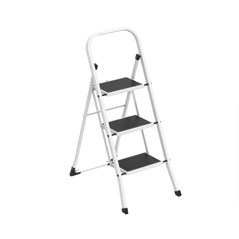 Amig Folding Step Ladder 3 Steps Steel White 106x72x46 cm - Image 1