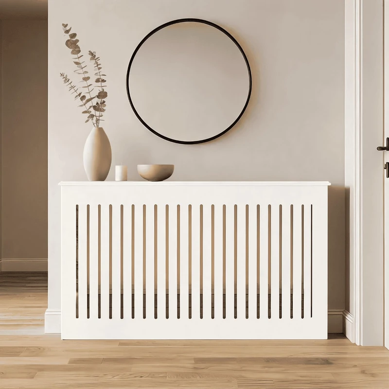 Home Source Loxley Large Ventilated Radiator Cover, White
