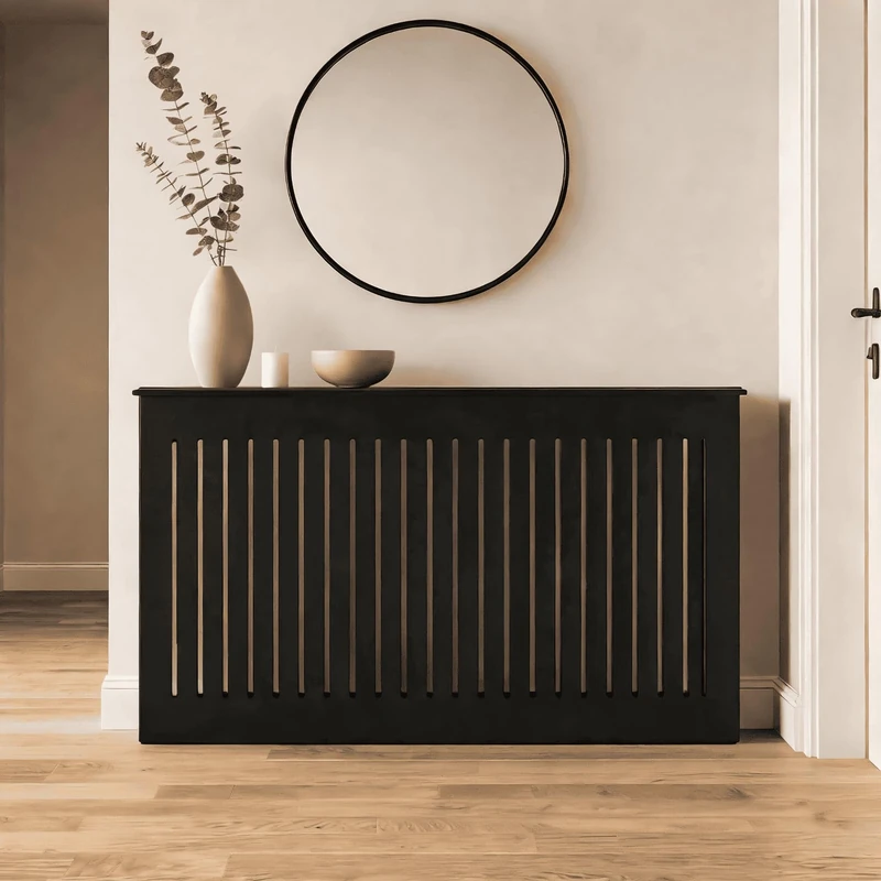 Home Source Loxley Large Ventilated Radiator Cover, Black