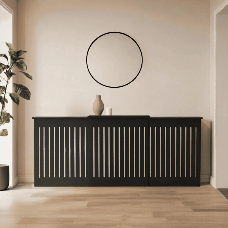 Home Source Loxley Extending Ventilated Radiator Cover, Black