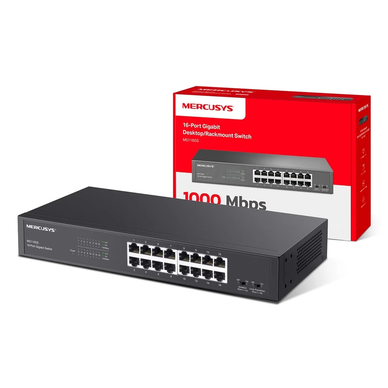 MERCUSYS MS116GS 16-Port Gigabit Desktop/Rackmount Network Switch