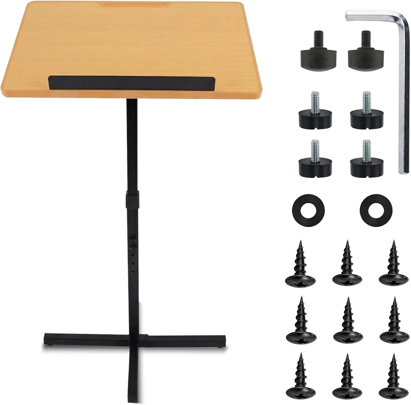 PYLE Portable Floor Lectern Podium Stand-Height Adjustable Steady Standing Design Teacher Speaker Lecture Classroom Presentation Stand, Laptop Computer Book Holder w/Slanted Top Shelf PLCTND44,Black