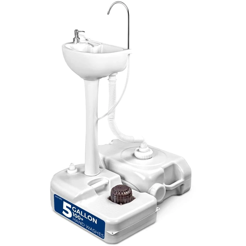 SereneLife Portable Sink, Camping, Outdoor Unit Garden, Hand Wash Station, Portable Basin w/Wheels, Garden w/Waste Tank, Foot Pump, Soap Dispenser for Outdoor Events, Worksites