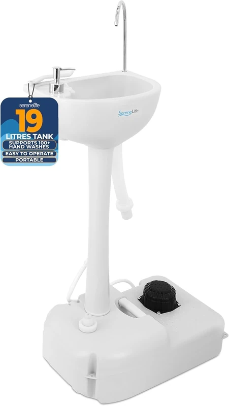 SereneLife Portable Sink, Camping- 19L Water Capacity –Outdoor, Portable Hand Wash Station, Towel Holder & Soap Dispenser, for Outdoor Events, Gatherings, Worksite, & Camping