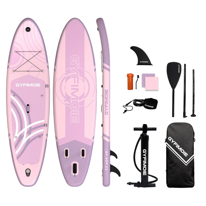 Inflatable Stand Up Paddle Board, Premium SUP Board Set with Camera Mount, Adjustable Paddle & Full Accessories, Lightweight Portable Paddleboard for Beginners & Advanced Paddlers (Rose Foam)