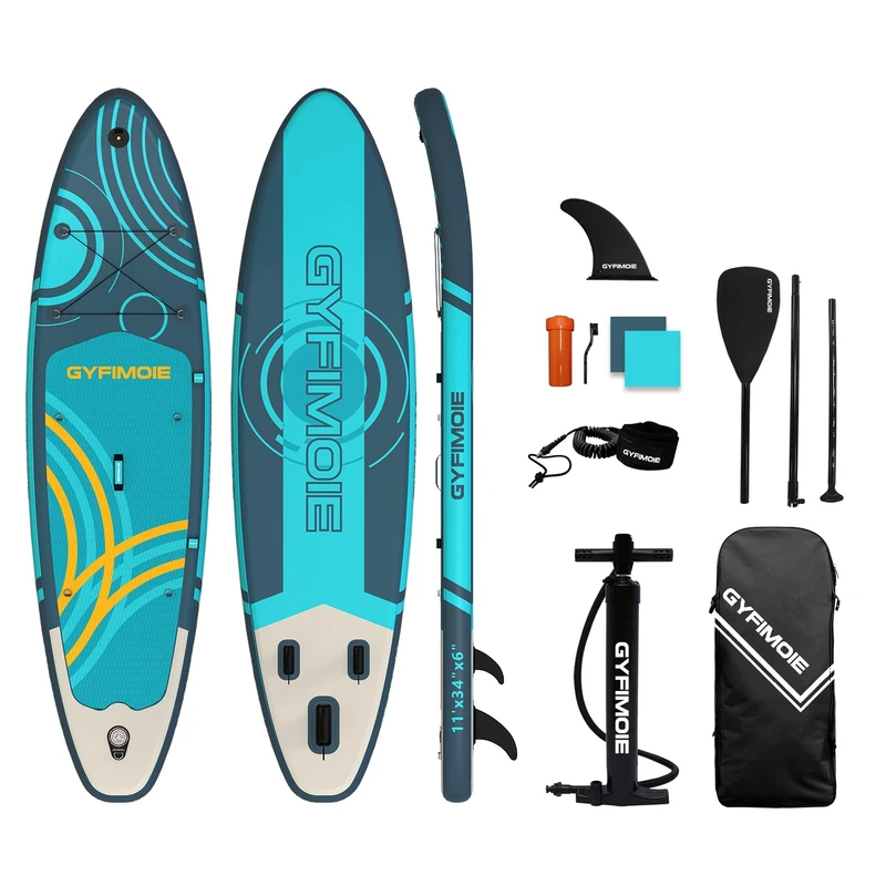 Inflatable Stand Up Paddle Board, Premium SUP Board Set with Camera Mount, Adjustable Paddle & Full Accessories, Lightweight Portable Paddleboard for Beginners & Advanced Paddlers (Turquoise Current)