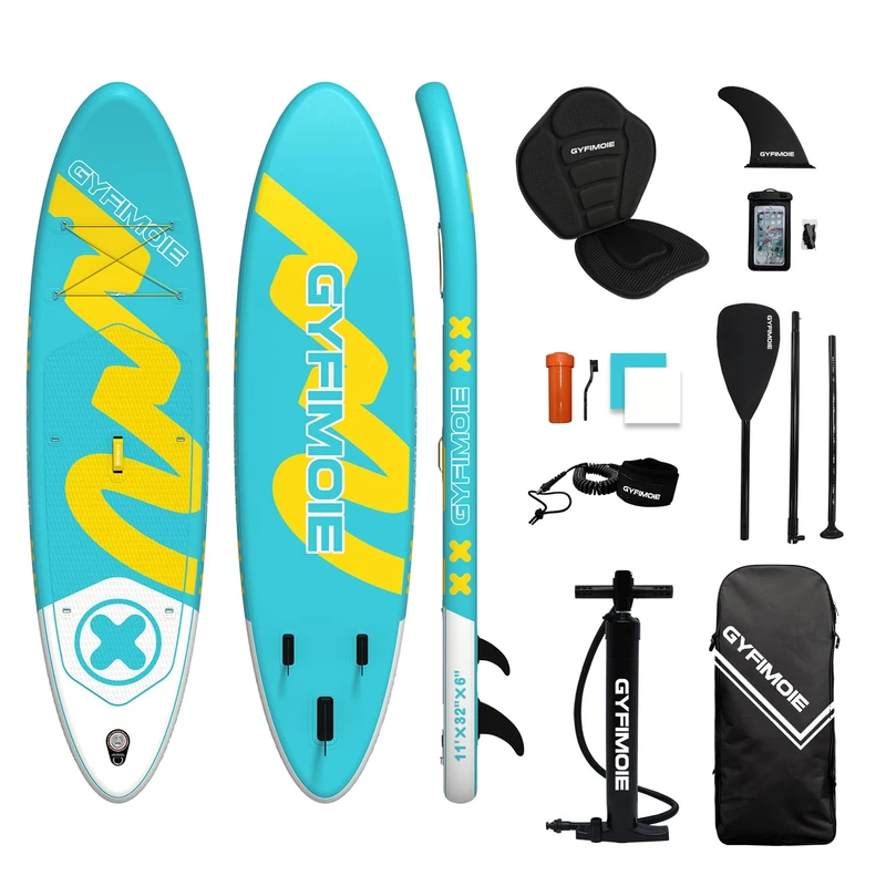Inflatable Stand Up Paddle Board, Premium SUP Board Set with Camera Mount, Adjustable Paddle & Full Accessories, Lightweight Portable Paddleboard for Beginners & Advanced Paddlers (Sunny Spray)