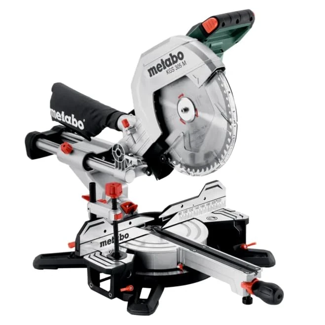 Metabo 613305390 KGS 305 M Mitre Saw with 2 Extensions (110-120V / 50-60Hz)