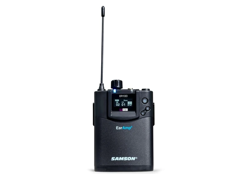 SAMSON EarAmp ER100 Stereo Bodypack Receiver with In-Ear Monitors, L-Band – In-Ear Monitoring Receiver for Stage, Studio and Live Performance