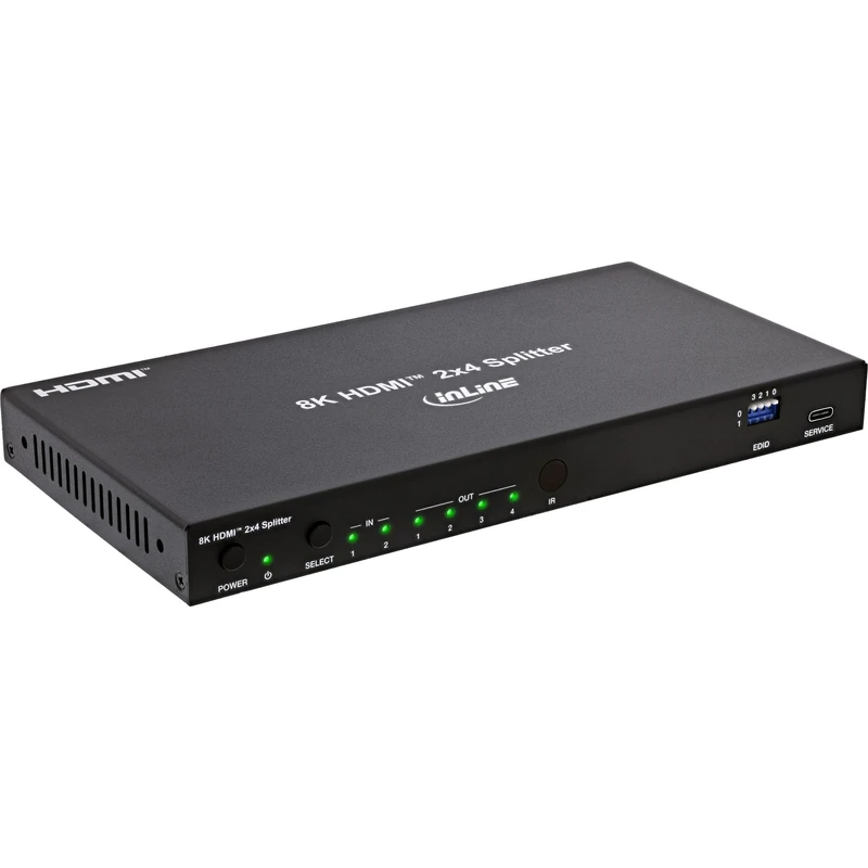 Inline HDMI Splitter 2x4, 8K 60 Hz, 4K 120 Hz, HDMI 2.1