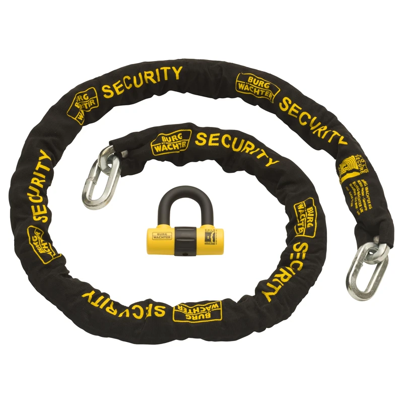 BURG-WÄCHTER 12mm Sold Secure Gold Motorcycle Security Chain & U-Lock Kit