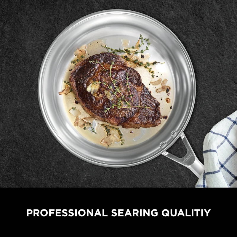Ninja EverClad Stainless Steel 4-Piece, Set of 2 Saucepan and 2 Frying Pan, Suitable for All hob Types Including Induction, Oven Safe to 300°C, Full Induction Base, Silver, C94000EUI