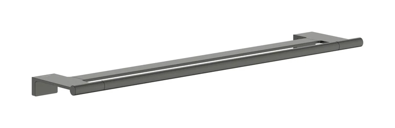 hansgrohe AddStoris S - double towel rail, towel holder for wall mounting, concealed fastening, bathroom accessories, brushed black chrome, 41763340