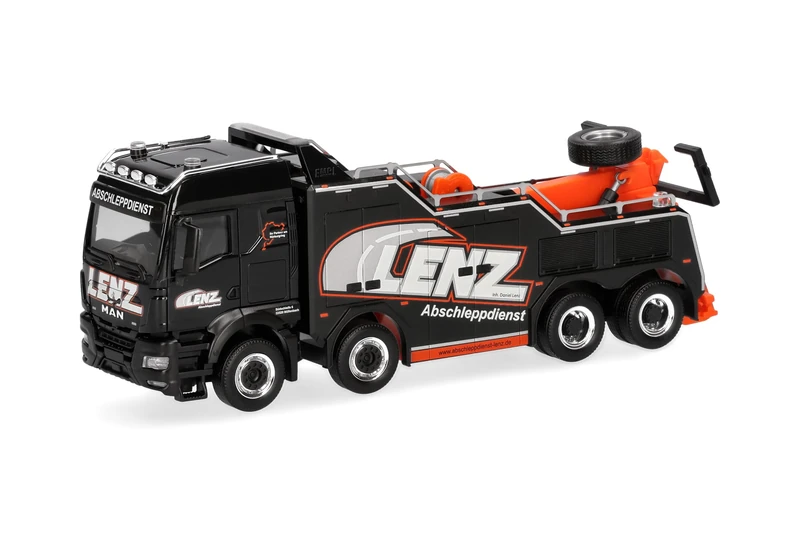 Herpa truck model MAN TGS TM rescue vehicle "Lenz", on a scale of 1:87, plastic miniature, made in Germany, model building, collectors edition