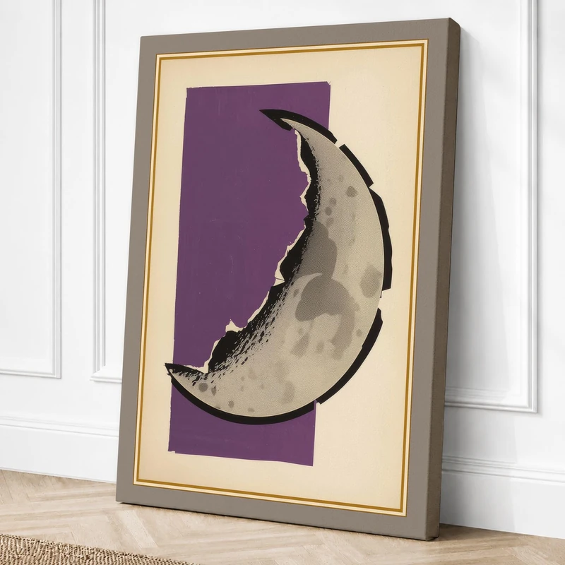 Crescent Moon Study Canvas Wall Art Print 36x24 Inch (91 x 61 cm)