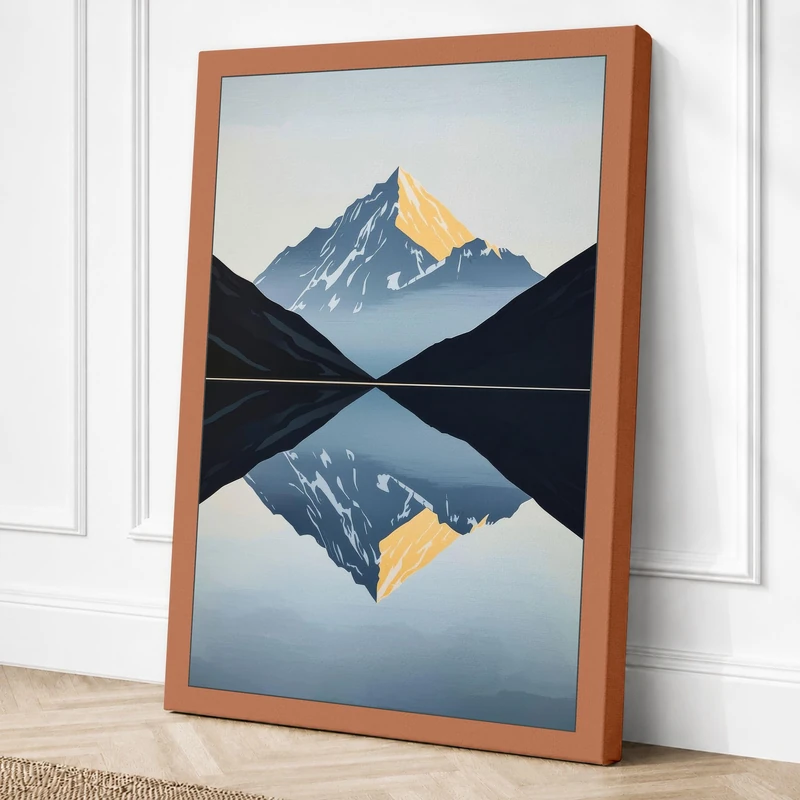 Mountain and Mirror Canvas Wall Art Print 36x24 Inch (91 x 61 cm)