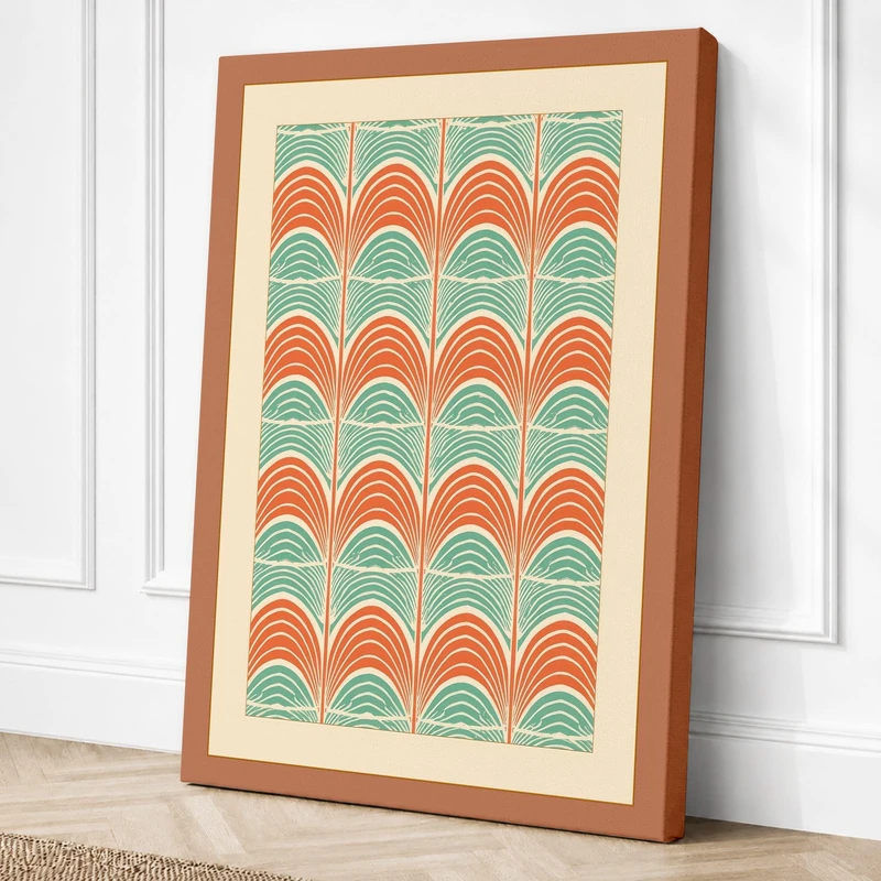 Geometric Sunrise Grid Canvas Wall Art Print 36x24 Inch (91 x 61 cm)