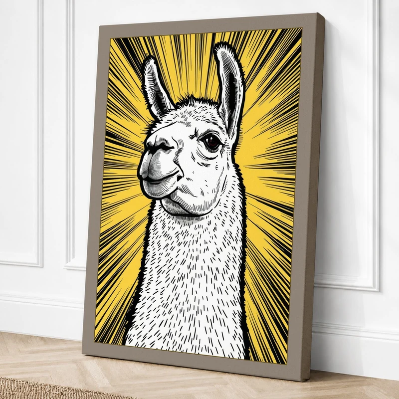 Llama Portrait Canvas Wall Art Print 36x24 Inch