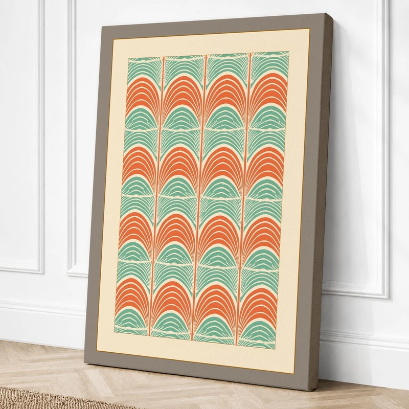 Geometric Sunrise Grid Canvas Wall Art Print 36x24 Inch