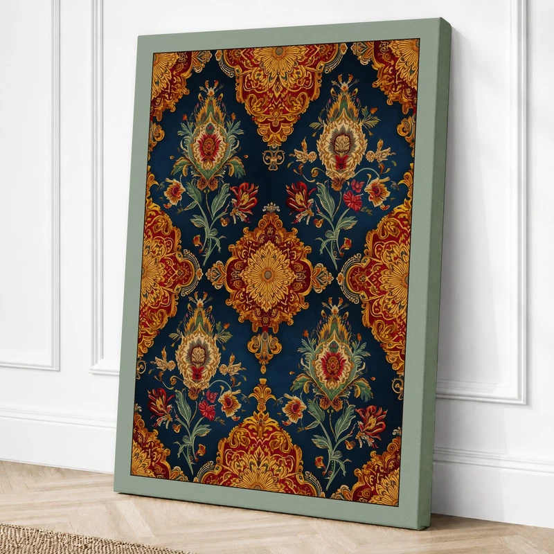 Persian Jewel Lattice Canvas Wall Art Print 36x24 Inch (91 x 61 cm)