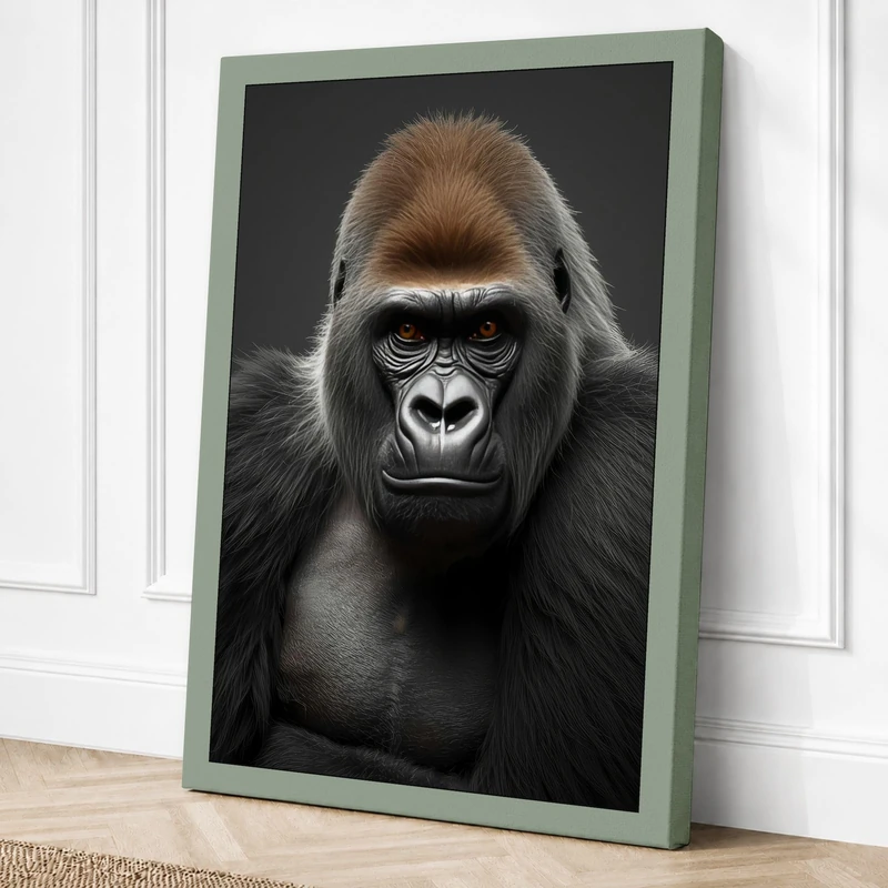 Gorilla Portrait Modern Canvas Wall Art Print 36x24 Inch (91 x 61 cm)