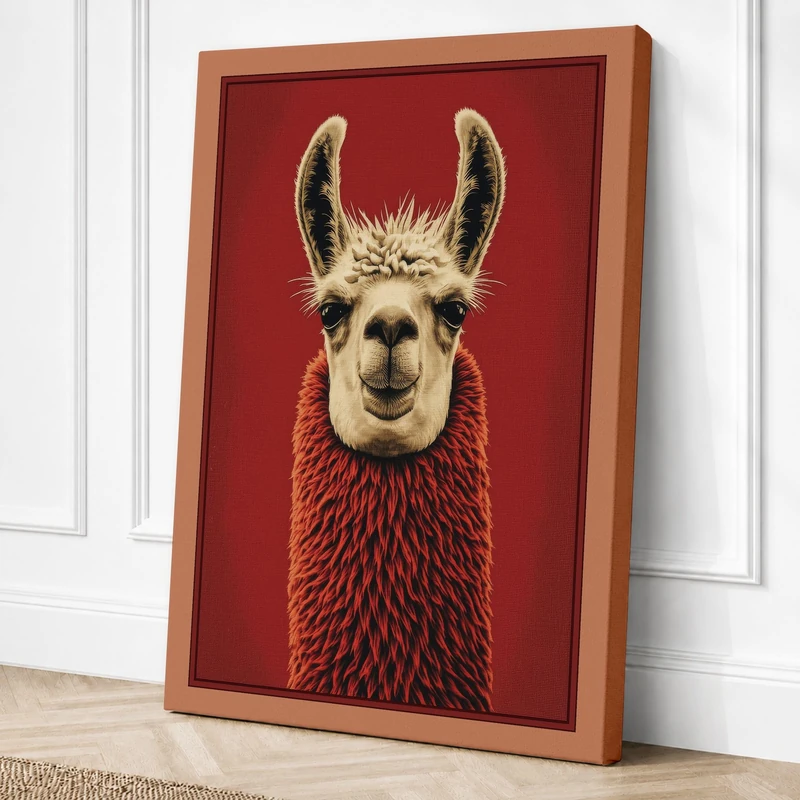 Llama Portrait Canvas Wall Art Print 36x24 Inch