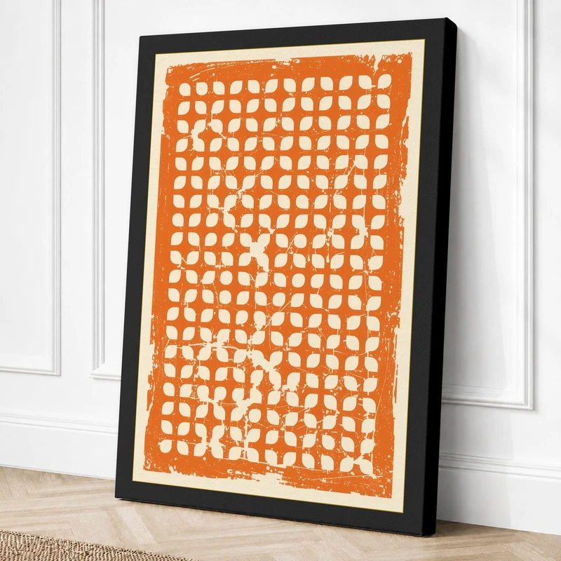 Grid Circles Geometric Canvas Wall Art Print 36x24 Inch (91 x 61 cm)