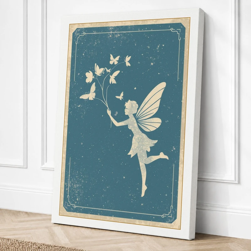 Fairy's Butterfly Dance Canvas Wall Art Print 36x24 Inch