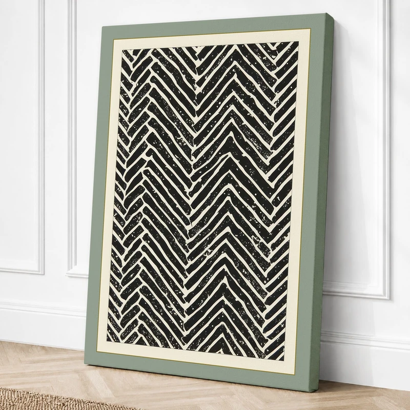 Chevron Rhythm Geometric Canvas Wall Art Print 36x24 Inch
