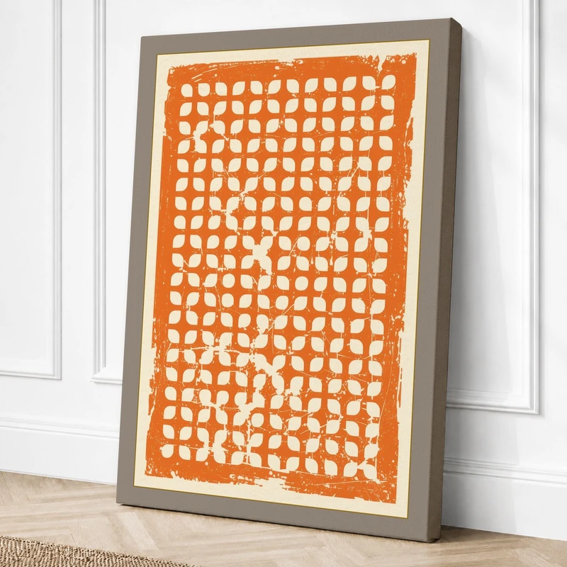 Grid Circles Geometric Canvas Wall Art Print 36x24 Inch (91 x 61 cm)