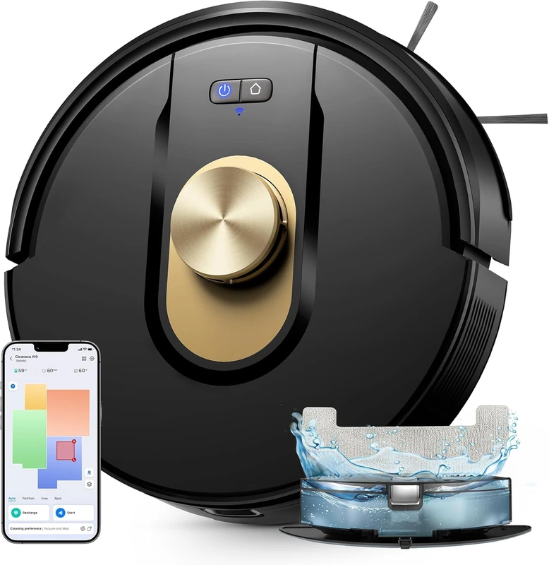 Vexilar W9 Robot Vacuum Cleaner with Mop,8000Pa Robotic Vacuum with LiDAR Navigation,15 No-go Zones, 150 Min Max Runtime, App Control, 3-in-1 Sweep and Mop Robot
