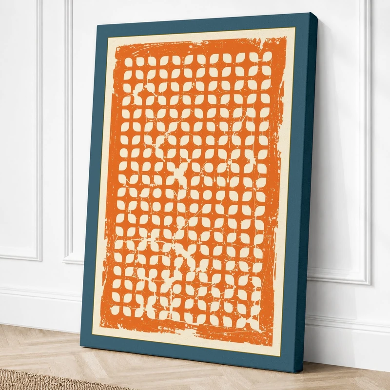 Grid Circles Geometric Canvas Wall Art Print 36x24 Inch