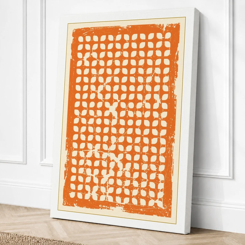 Grid Circles Geometric Canvas Wall Art Print 36x24 Inch