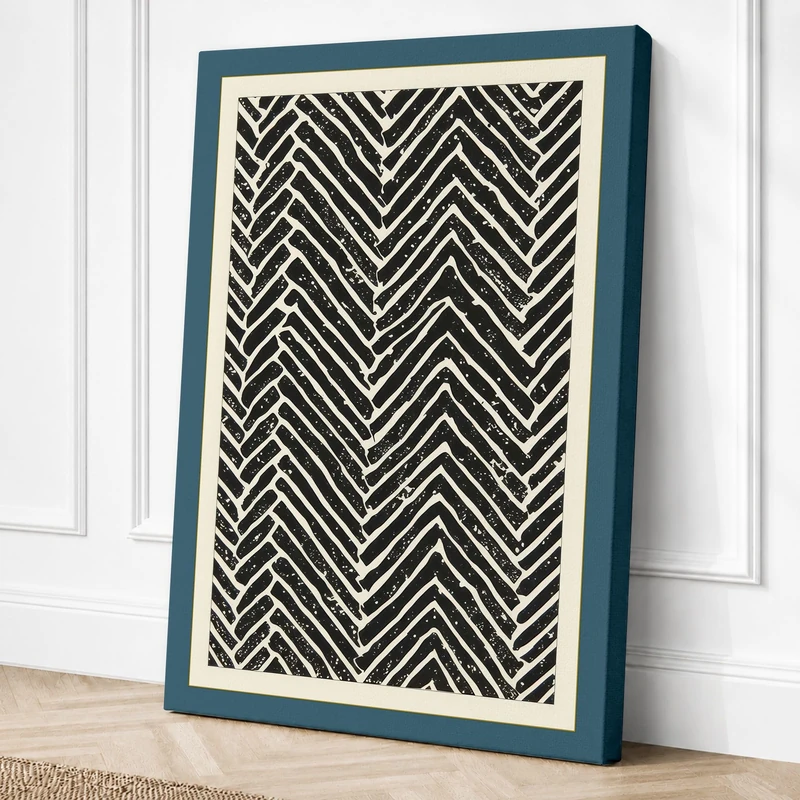 Chevron Rhythm Geometric Canvas Wall Art Print 36x24 Inch (91 x 61 cm)